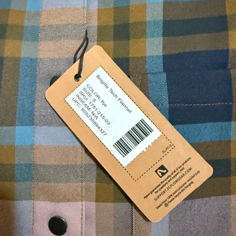 FlyLow Brigitte Tech Flannel-Plaid Button Down Shirt - Pink, Blue, and Yellow - Picture 4 of 4